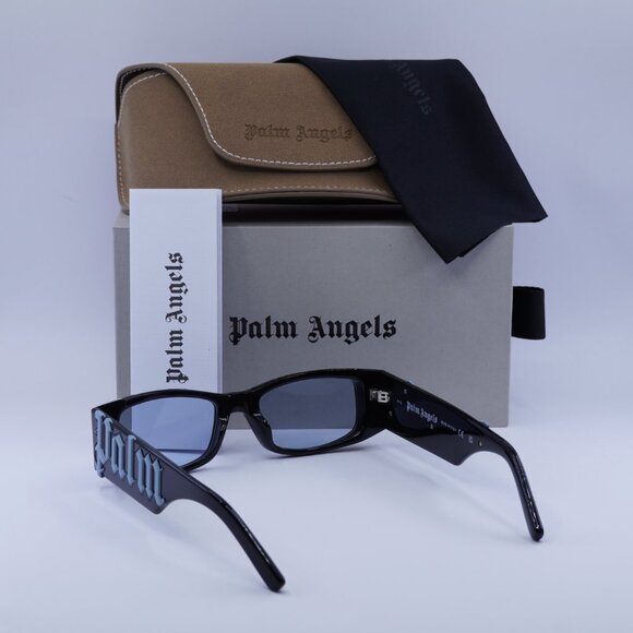 Palm Angels PERI007 ANGEL 1040 Rectangle Sunglasses - Black/Light Blue - Picture 7 of 11